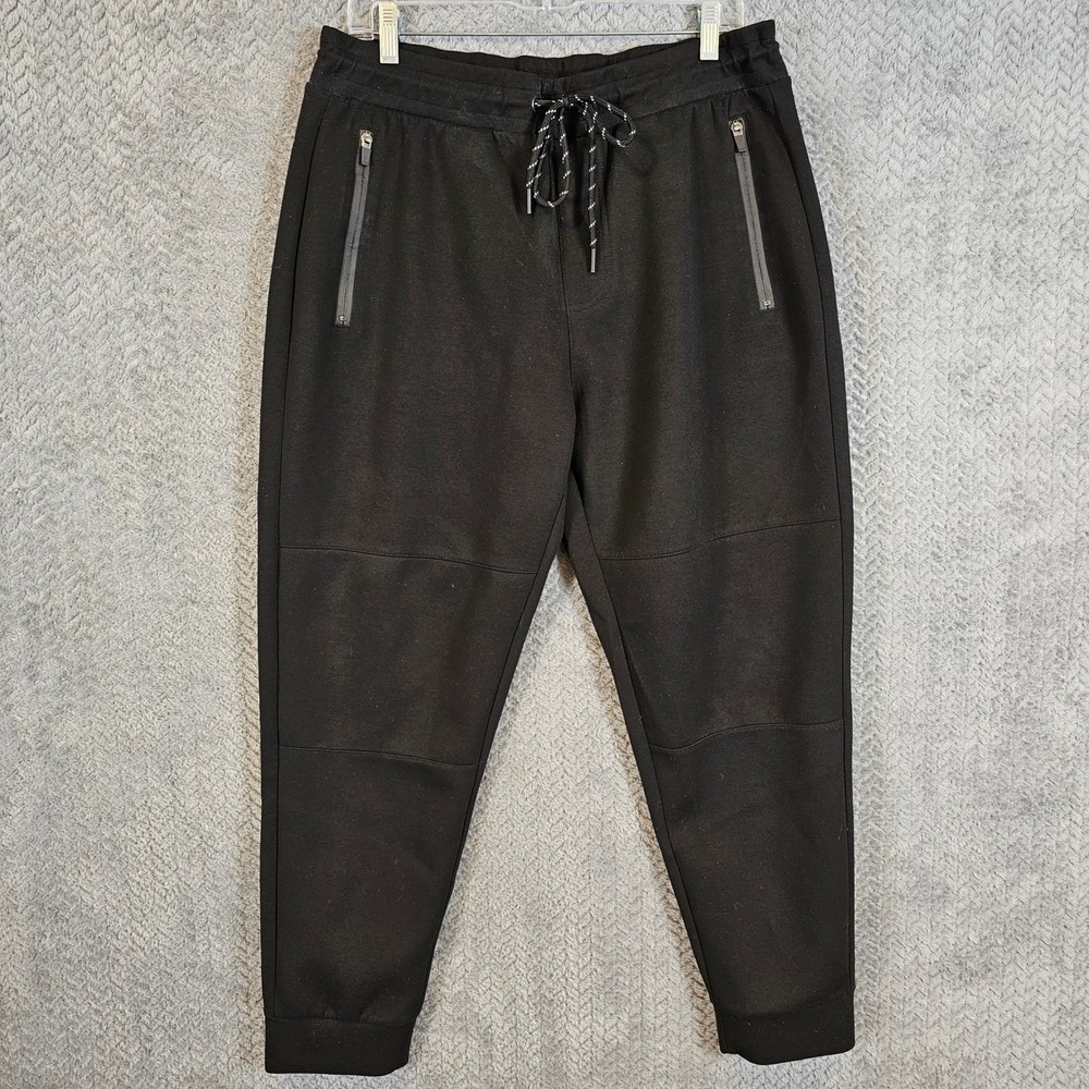 Aeropostale Mens Black Tapered Joggers Zip Pockets Knee‎ Panel Size L 950-12n